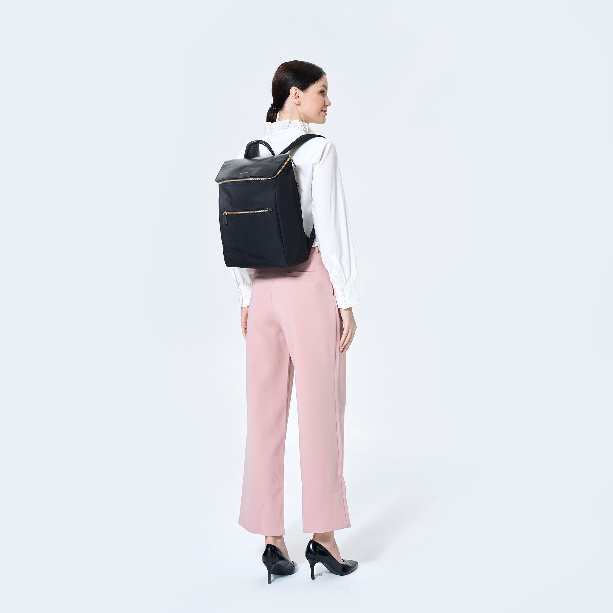 Dryna 14" Laptop Backpack (Nylon Leather) Black
