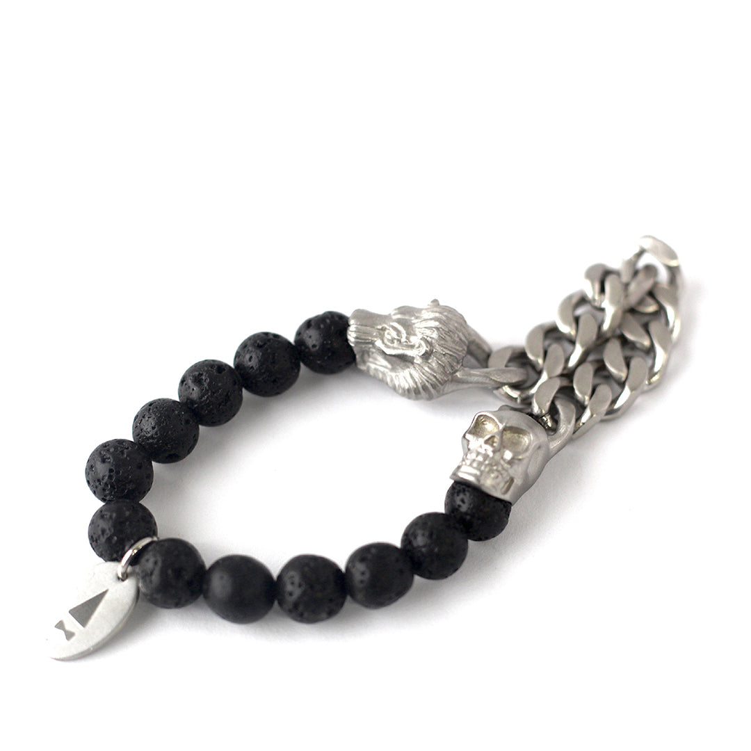 Jekyll & Hyde Lion Skull Beads Bracelet