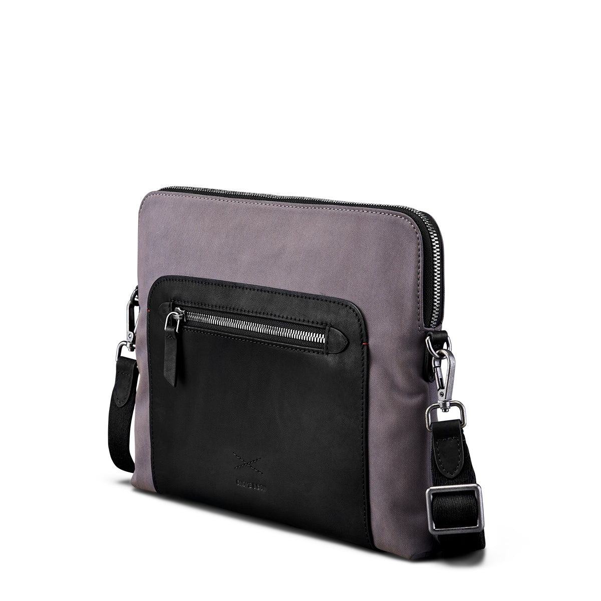 Musketeer 2-Tone Crossbody Sling iPad Tablet Clutch Folio (Suede Nylon / USA Leather)
