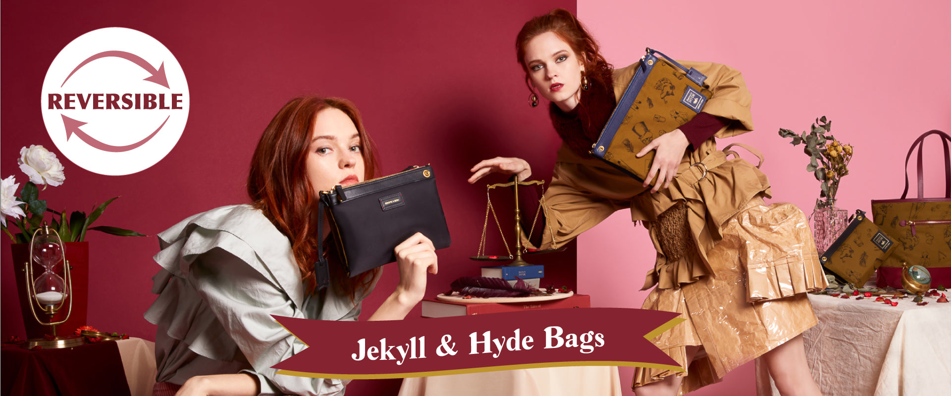 Jekyll-&-Hyde Reversible Bags Gnome & Bow
