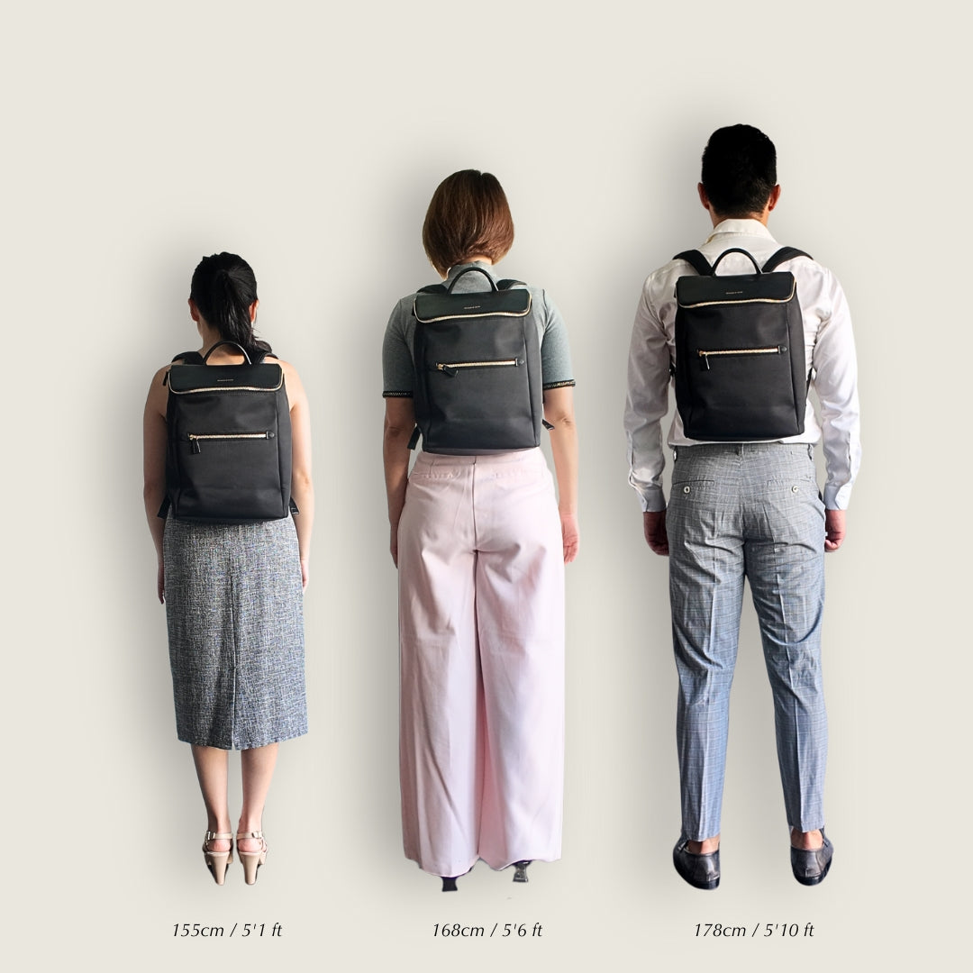 Dryna 14" Laptop Backpack (Nylon Leather) Black
