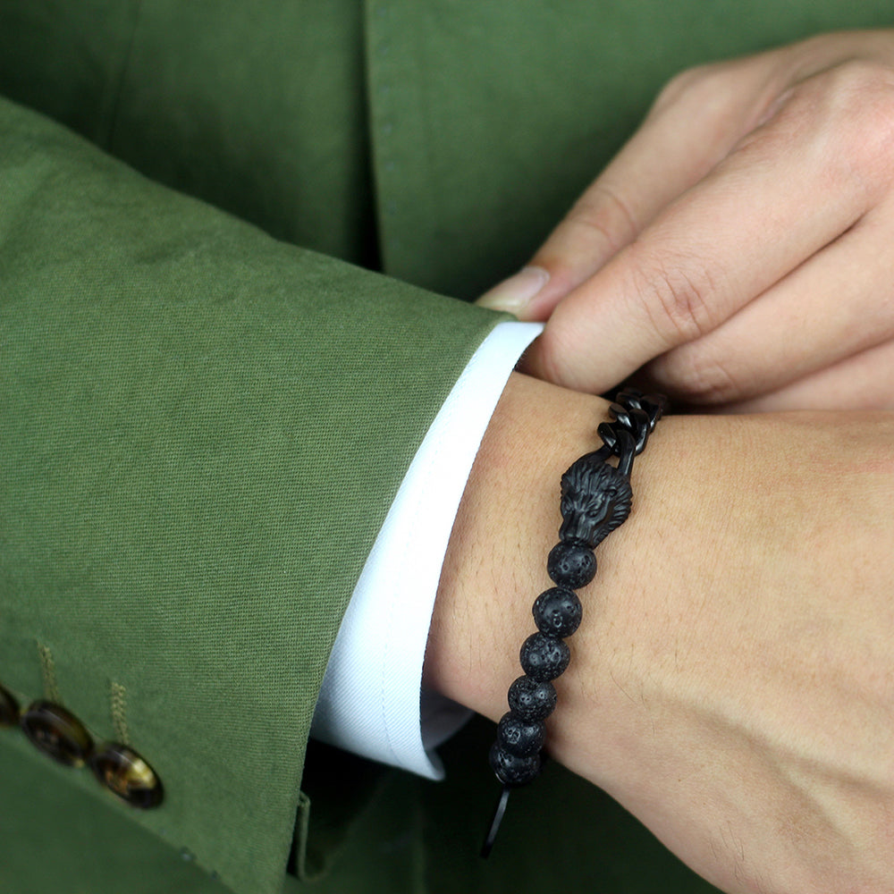 Jekyll & Hyde Lion Skull Beads Bracelet