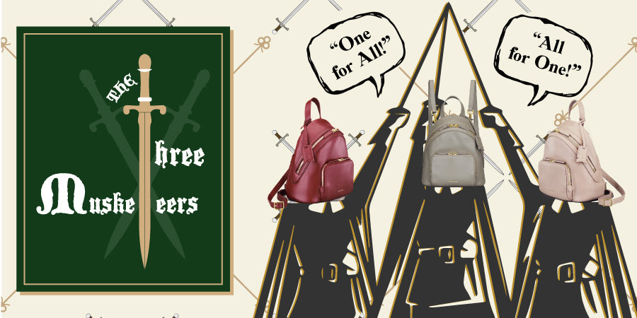Three Musketeers Leather Nylon Bags Athos Backpack All for one one for all