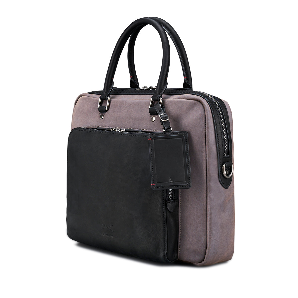 Musketeer 2-Tone 14" Laptop Crossbody Sling Work Briefcase (Suede Nylon / USA Leather)