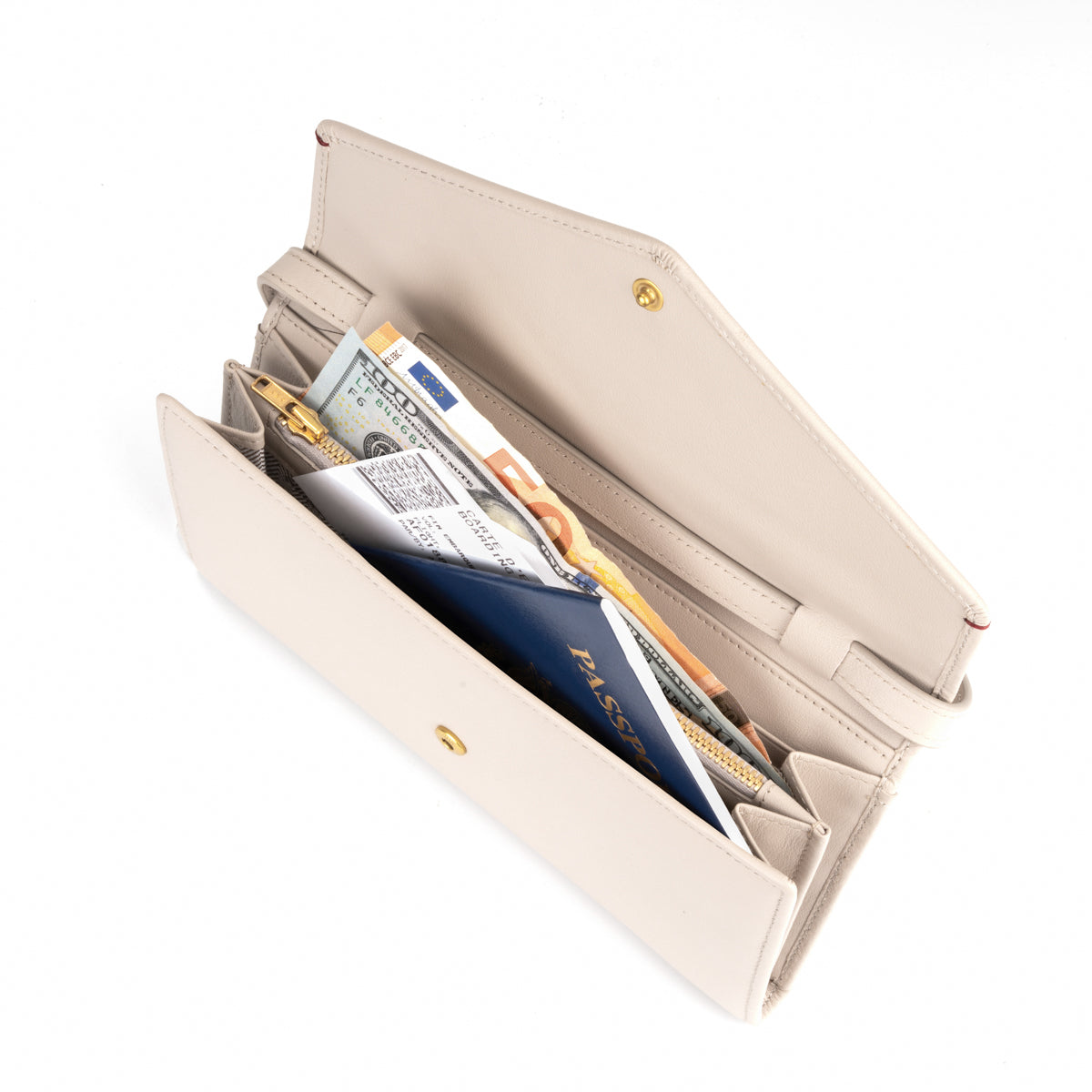 Envelope Flap Cash Coin Long Wallet Travel Crossbody Sling Phone Bag (RFID USA Nappa Leather)